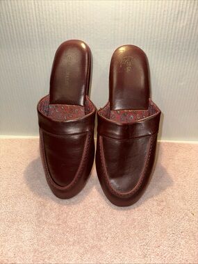 Men's Slip-On man-made Material House Mules - Burgundy size 13